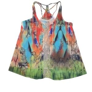 Charlotte‎ Russe Womens Abstract Snake Racerback Satin Tank Top M Kitschy Artsy